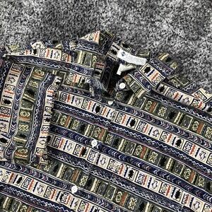 Vintage Columbia Shirt Womens Large Multicolor‎ Fish Print Button Up Cotton 90s